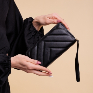 Γυναικεία Πορτοφόλια, Γυναικείο πορτοφόλι μαύρο από οικολογικό δέρμα  Zaray - Kalapod.gr