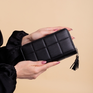 Γυναικεία Πορτοφόλια, Γυναικείο πορτοφόλι μαύρο από οικολογικό δέρμα  Johana - Kalapod.gr