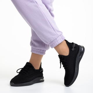 Γυναικεία αθλητικά παπούτσια μαύρα από ύφασμα Asmaa - Kalapod.gr