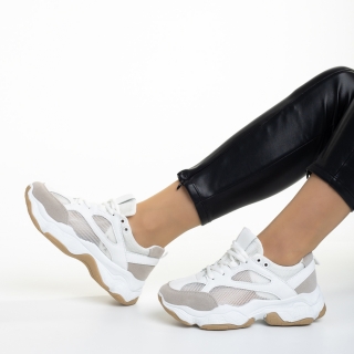 Νέα, Γυναικεία αθλητικά παπούτσια  γκρί με λευκό από ύφασμα  Rama - Kalapod.gr