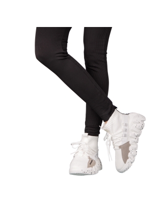 Γυναικεία Αθλητικά Παπούτσια, Γυναικεία αθλητικά παπούτσια λευκά από ύφασμα Meil - Kalapod.gr
