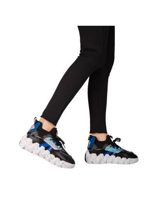 Γυναικεία Αθλητικά Παπούτσια, Γυναικεία αθλητικά παπούτσια  μαύρα από οικολογικό δέρμα και ύφασμα Gingero - Kalapod.gr