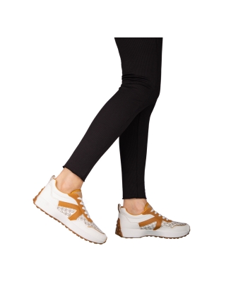 Γυναικεία Αθλητικά Παπούτσια, Γυναικεία αθλητικά παπούτσια  λευκά από οικολογικό δέρμα Mirafa - Kalapod.gr