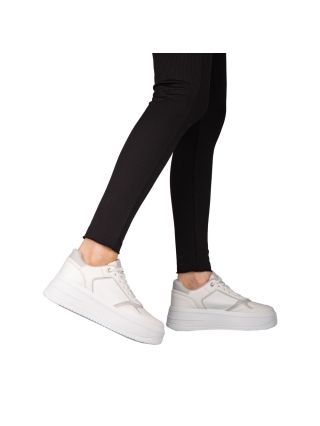 Γυναικεία Αθλητικά Παπούτσια, Γυναικεία αθλητικά παπούτσια  λευκά από οικολογικό δέρμα Medar - Kalapod.gr