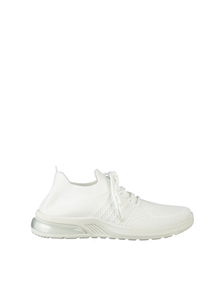 Big size, Γυναικεία αθλητικά παπούτσια λευκά από ύφασμα Sprin - Kalapod.gr