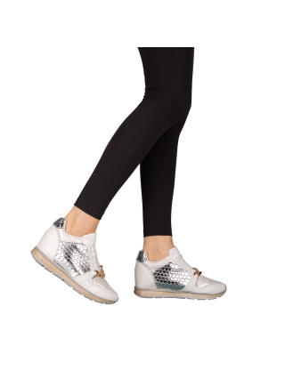 Γυναικεία Αθλητικά Παπούτσια, Γυναικεία αθλητικά παπούτσια λευκά από οικολογικό δέρμα Reoza - Kalapod.gr