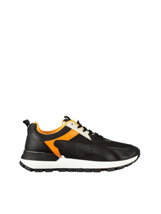 Ανδρικά Αθλητικά Παπούτσια, Ανδρικά αθλητικά παπούτσια μαύρα από οικολογικό δέρμα και ύφασμα  Conaky - Kalapod.gr