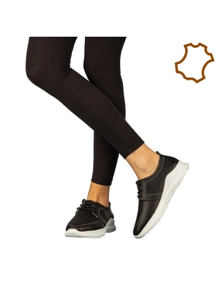 Νέα, Γυναικεία casual παπούτσια από φυσικό δέρμα  μαύρα Dollan - Kalapod.gr