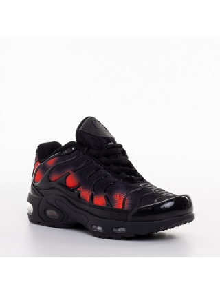 LAST SIZE, Παιδικά αθλητικά παπούτσια μαυρά με  κόκκινο από ύφασμα   Eliva - Kalapod.gr