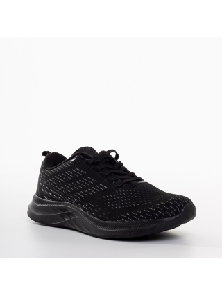 Ανδρικά Αθλητικά Παπούτσια, Ανδρικά αθλητικά παπούτσια μαύρα με γκρί από ύφασμα Bendi - Kalapod.gr
