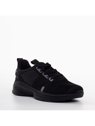 Ανδρικά Αθλητικά Παπούτσια, Ανδρικά αθλητικά παπούτσια μαύρα με γκρί από ύφασμα Tomin - Kalapod.gr