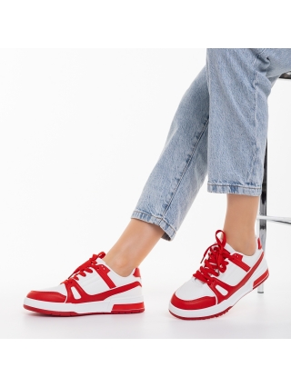 Γυναικεία Αθλητικά Παπούτσια, Γυναικεία αθλητικά παπούτσια κόκκινα από οικολογικό δέρμα Asterva - Kalapod.gr