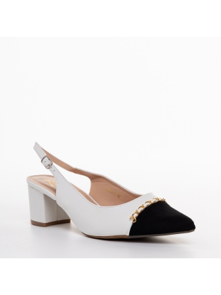 Γυναικεία Παπούτσια, Γυναικεία παπούτσια λευκά με μαύρο από οικολογικό δέρμα Felicity - Kalapod.gr