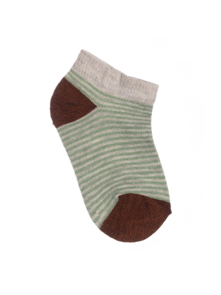 Παιδικές Κάλτσες, Σετ 2 τεμάχια παιδικές κάλτσες κοντές M-C066 γκρί με ρίγες πράσινα - Kalapod.gr
