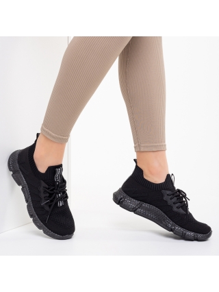 Γυναικεία Αθλητικά Παπούτσια, Γυναικεία αθλητικά παπούτσια μαύρα από ύφασμα Daissy - Kalapod.gr