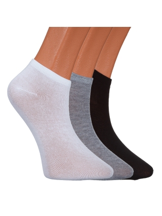 Γυναικείες κάλτσες και καλσόν, Σετ 3 ζευγάρια γυναικείες κάλτσες μαύρες, γκρί και λευκές BD-1073 - Kalapod.gr