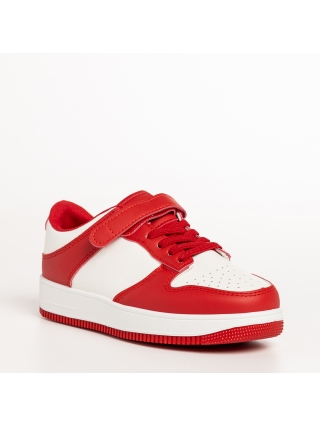 Παιδικά Αθλητικά Παπούτσια, Παιδικά αθλητικά παπούτσια κόκκινο με λευκό από οικολογικό δέρμα Neal - Kalapod.gr