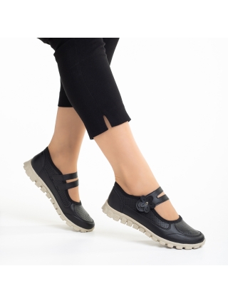 Γυναικεία casual παπούτσια  μαύρα από οικολογικό δέρμα Ladana - Kalapod.gr