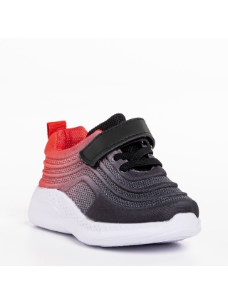 Παιδικά Αθλητικά Παπούτσια, Παιδικά αθλητικά παπούτσια μαύρα με κόκκινο από ύφασμα Vear - Kalapod.gr