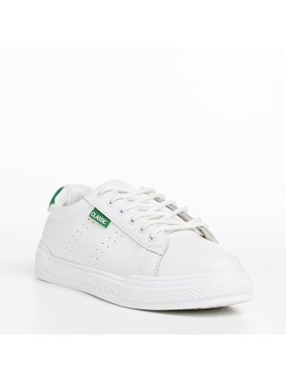 Γυναικεία Αθλητικά Παπούτσια, Γυναικεία αθλητικά παπούτσια λευκά με πράσινο από οικολογικό δέρμα  Ruba - Kalapod.gr