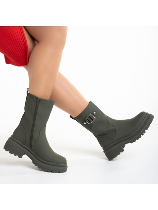 Γυναικείες Μπότες, Γυναικείες μπότες  πράσινες από οικολογικό δέρμα Gisselle - Kalapod.gr