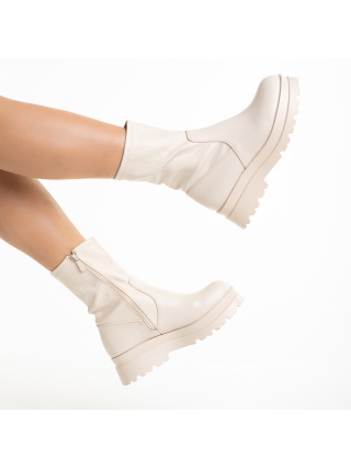 Γυναικείες Μπότες, Γυναικείες μπότες μπεζ από οικολογικό δέρμα Ellery - Kalapod.gr