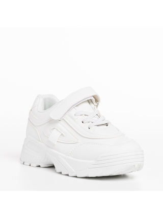 Παιδικά Αθλητικά Παπούτσια, Παιδικά αθλητικά παπούτσια λευκά από οικολογικό δέρμα Rumaysa - Kalapod.gr