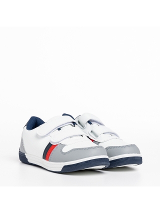Παιδικά Αθλητικά Παπούτσια, Παιδικά αθλητικά παπούτσια γκρί με λευκό από οικολογικό δέρμα Buddy - Kalapod.gr