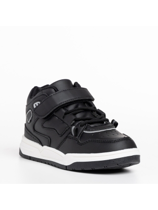Παιδικά αθλητικά παπούτσια μαύρα από οικολογικό δέρμα Richey - Kalapod.gr