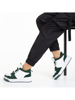 Γυναικεία Αθλητικά Παπούτσια, Γυναικεία αθλητικά παπούτσια  πράσινα με λευκό από οικολογικό δέρμα Mandy - Kalapod.gr