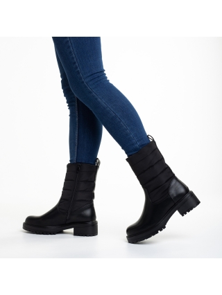 ΓΥΝΑΙΚΕΙΑ ΥΠΟΔΗΜΑΤΑ, Γυναικείες μπότες μαύρες από οικολογικό δέρμα και ύφασμα  Micaela - Kalapod.gr