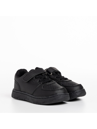 Παιδικά Αθλητικά Παπούτσια, Παιδικά αθλητικά παπούτσια μαύρα από οικολογικό δέρμα Ponty - Kalapod.gr