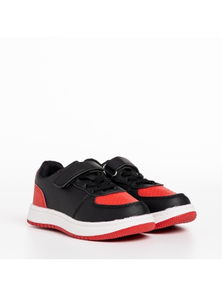 ΠΑΙΔΙΚΑ ΥΠΟΔΗΜΑΤΑ, Παιδικά αθλητικά παπούτσια κόκκινα  με μαύρο από οικολογικό δέρμα Ponty - Kalapod.gr