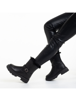 Γυναικείες Μπότες, Γυναικείες μπότες μαύρες  από οικολογικό δέρμα   Valeda - Kalapod.gr