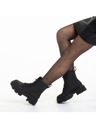 Μποτάκια με πλατφόρμα, Γυναικεία μπότακια μαύρα από ύφασμα Rebie - Kalapod.gr