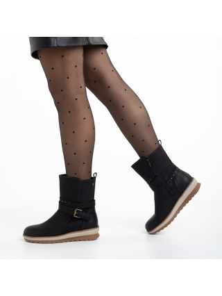 Γυναικείες Μπότες, Γυναικείες μπότες μαύρες  από οικολογικό δέρμα  Detria - Kalapod.gr