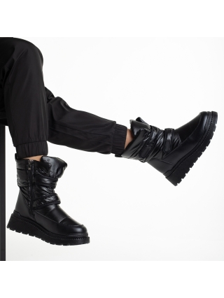 Γυναικείες Μπότες, Γυναικείες μπότες μαύρες  από οικολογικό δέρμα και ύφασμα  Xiomara - Kalapod.gr