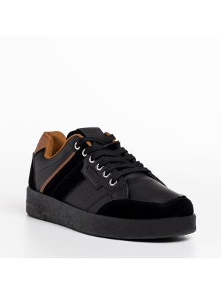 Ανδρικά Αθλητικά Παπούτσια, Ανδρικά αθλητικά παπούτσια μαύρα από οικολογικό δέρμα  Refujio - Kalapod.gr