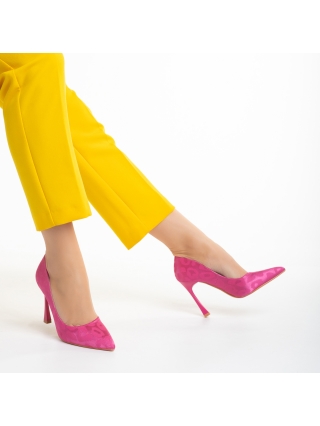 Ψηλοτάκουνα παπούτσια, Γυναικεία παπούτσια φούξια από ύφασμα Zaida - Kalapod.gr