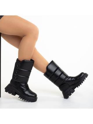 Γυναικείες Μπότες, Γυναικείες μπότες  μαύρα από οικολογικό δέρμα  Candra - Kalapod.gr