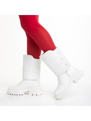 Γυναικείες Μπότες, Γυναικείες μπότες  λευκά από οικολογικό δέρμα  Candra - Kalapod.gr