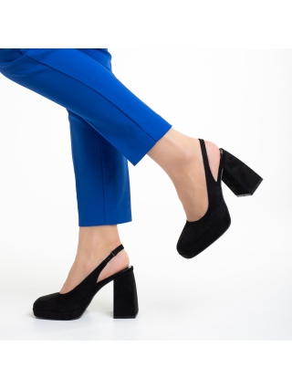 Γυναικεία Παπούτσια, Γυναικεία παπούτσια  μαύρα από ύφασμα με τακούνι Dalaina - Kalapod.gr