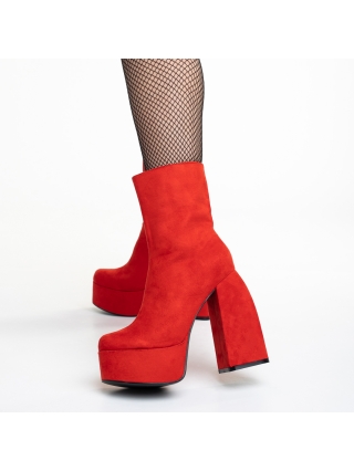 Γυναικεία Μποτίνια, Γυναικεία μπότινια με τακούνι κόκκινα από ύφασμα Edie - Kalapod.gr