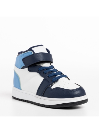 LAST SIZE, Παιδικά αθλητικά παπούτσια μπλε με λευκό από οικολογικό δέρμα Haddie - Kalapod.gr