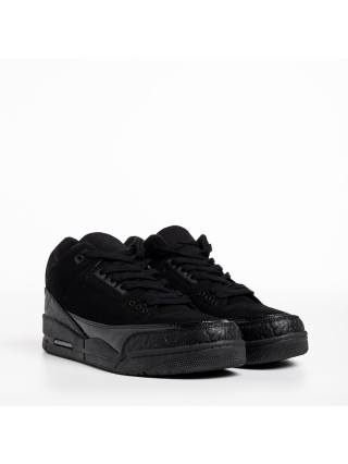 Ανδρικά Αθλητικά Παπούτσια, Ανδρικά αθλητικά παπούτσια μαύρα από οικολογικό δέρμα Marcelo - Kalapod.gr