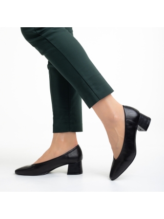ΓΥΝΑΙΚΕΙΑ ΥΠΟΔΗΜΑΤΑ, Γυναικεία παπούτσια  μαύρα από οικολογικό δέρμα με τακούνι Veda - Kalapod.gr