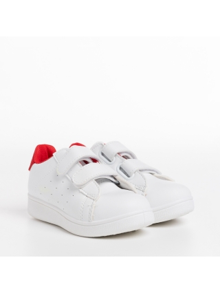 Παιδικά Αθλητικά Παπούτσια, Παιδικά αθλητικά παπούτσια  λευκά με κόκκινο από οικολογικό δέρμα  Artio - Kalapod.gr