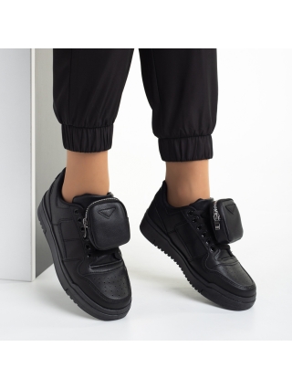 Γυναικεία Αθλητικά Παπούτσια, Γυναικεία αθλητικά παπούτσια μαύρα από οικολογικό δέρμα  Inola - Kalapod.gr