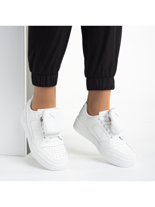 Γυναικεία Αθλητικά Παπούτσια, Γυναικεία αθλητικά παπούτσια λευκά από οικολογικό δέρμα  Inola - Kalapod.gr