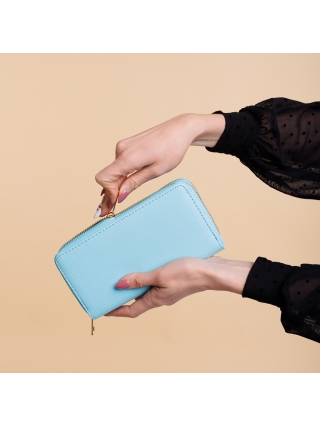Γυναικεία Πορτοφόλια, Γυναικείο πορτοφόλι μπλε από οικολογικό δέρμα  Olaya - Kalapod.gr